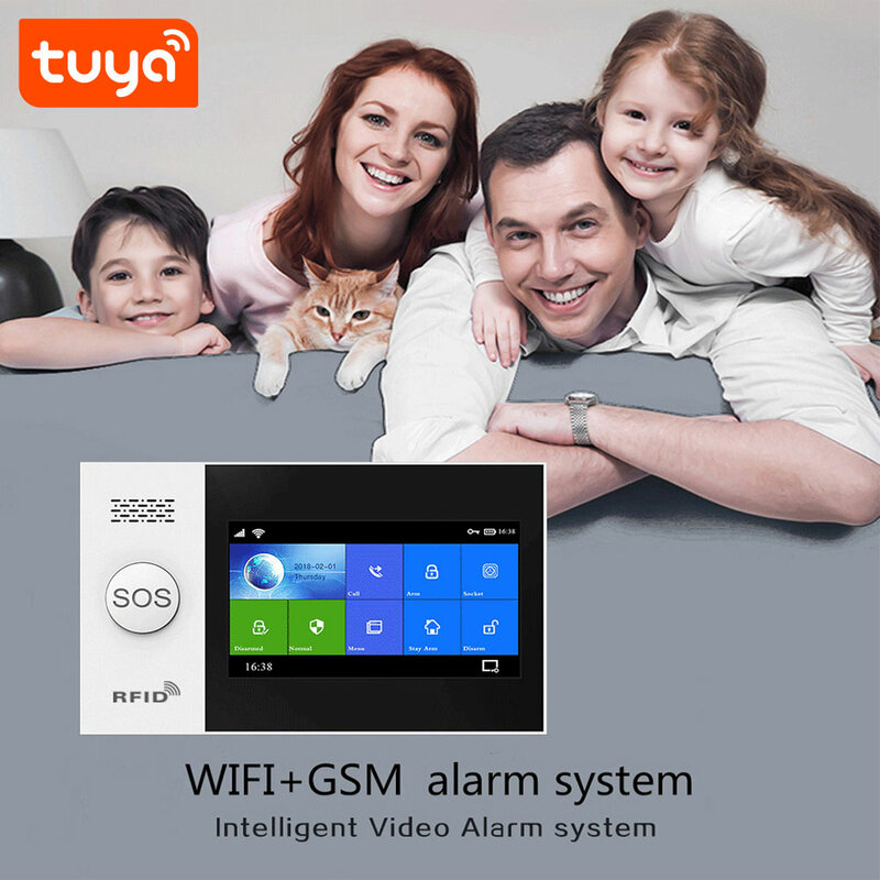 4.3 polegadas Touch Screen LCD Tuya Smart Wifi Sistema de Alarme Trabalho com Alexa/Google Assistência PST-WG107T