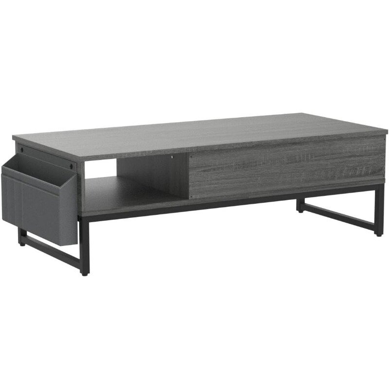Lift Top Couch tisch mit Stauraum, Holz Hebeplatte zentralen Tisch Metallrahmen, 43.3 "Tisch mit Seiten tasche für Cocktail