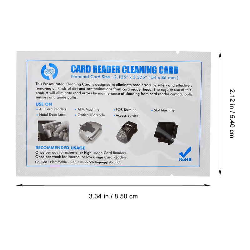 Credit Card Reader Cleaner, Terminal Pos Ferramenta de Limpeza para Impressora, Todos os Propósitos, Dupla Face, Máquina Reutilizável, 10 Pcs