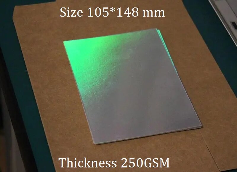 Carte arc-en-ciel argentée holographique simple face, papier optique, papier cartonné, vous choisissez la quantité, taille 105x148mm, 10, 20/50