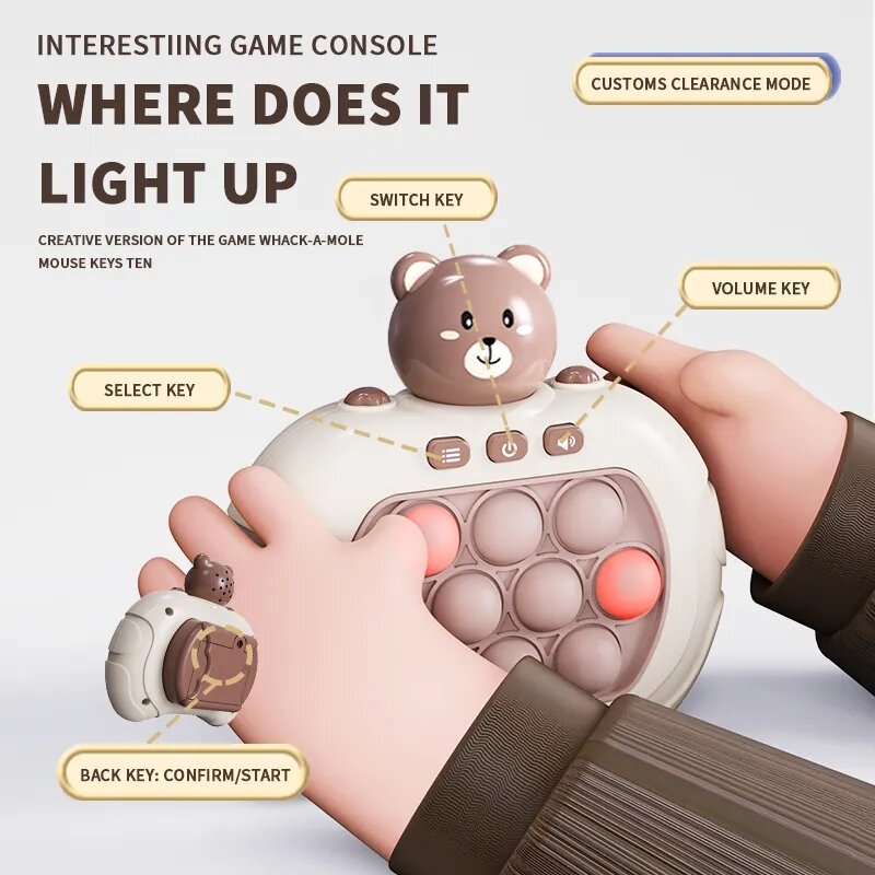 Pop Quick Push Bubbles Game Machine para crianças, brinquedos dos desenhos animados, diversão, Whac-A-Mole espremendo, Anti Stress, Fidget sensorial, presentes de brinquedo