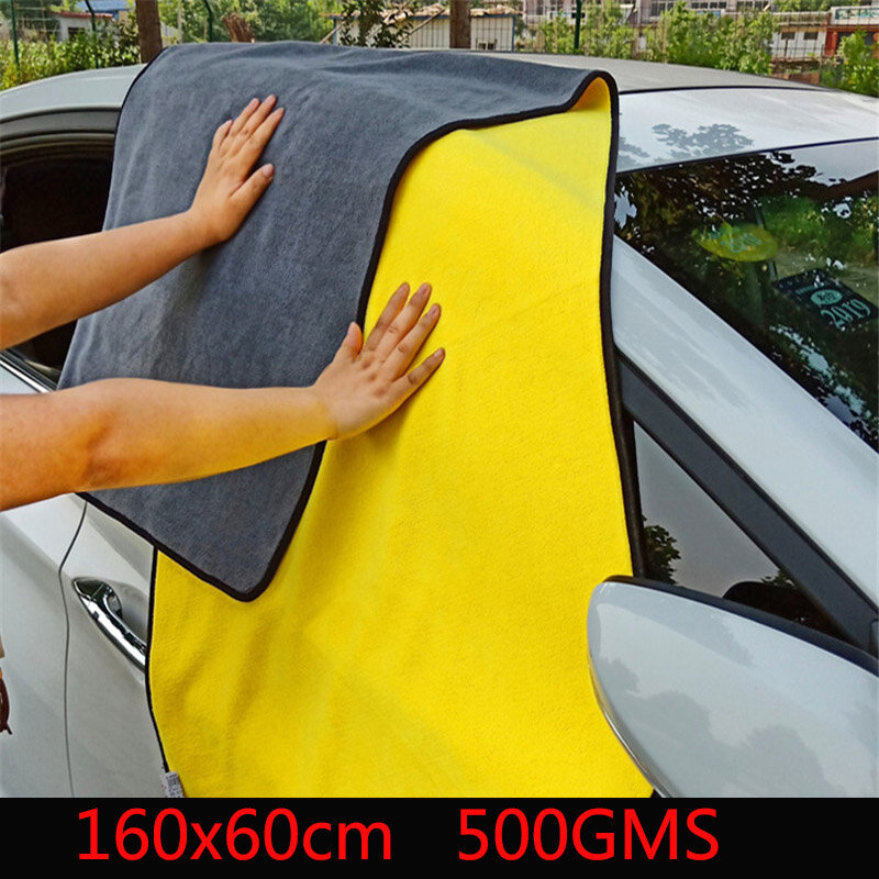 Handuk pembersih Microfiber, kain pengering lembut dipertebal Super menyerap untuk badan mobil, handuk cuci dua tingkat