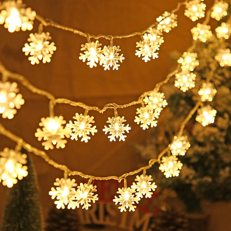 Guirxiété Lumineuse Flocon de Neige, Décoration pour Arbre de Noël, Nouvel An, Chambre, Vacances, ixde Mariage, 3m, 20LED