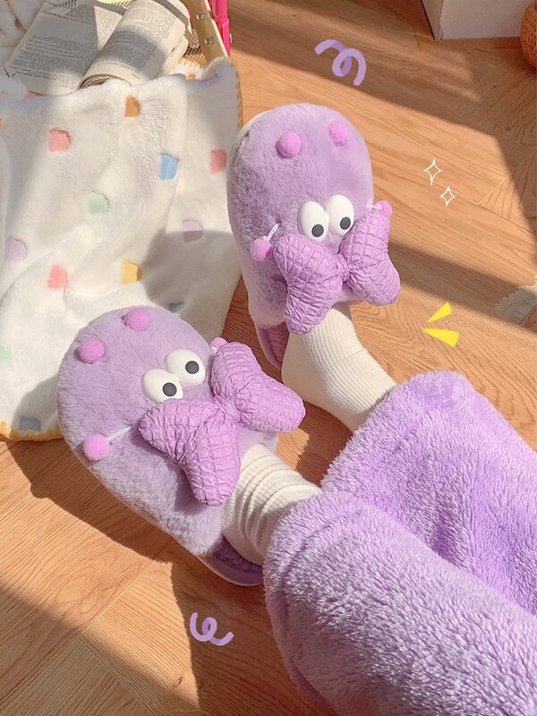 Women's Home Slipper 2023 Autumn And Winter Inns Cartoon Cute Baotou Cotton Slippers Home Warm Plush Slipper Baby Shoes