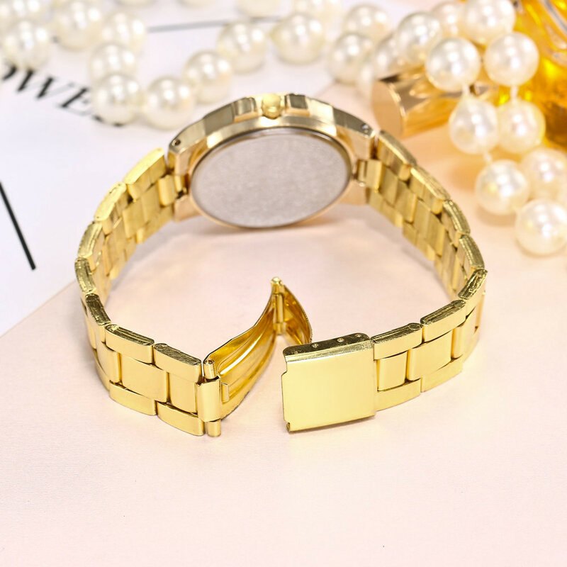 Criativo pulseira de aço relógios para mulheres, relógio de ouro para senhoras, relógio feminino, moda, novo