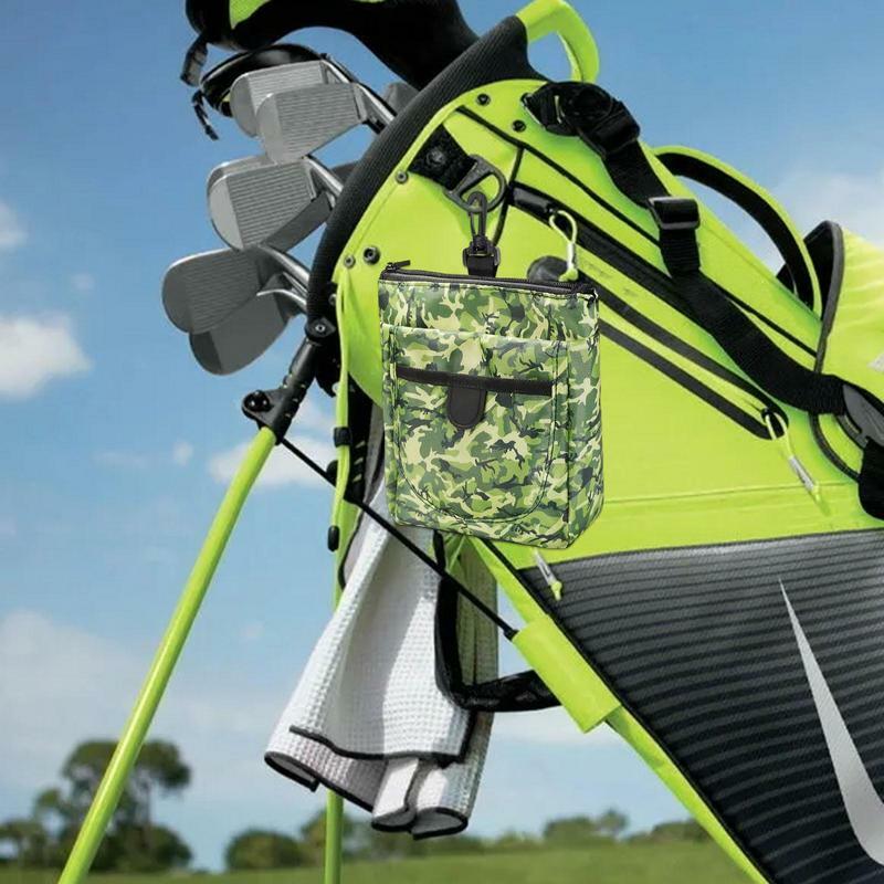 Cinto de golfe com zíper, Tee Bag durável, Armazenamento de chaves, Gancho giratório de 360 graus, Bolso Componente Marcador