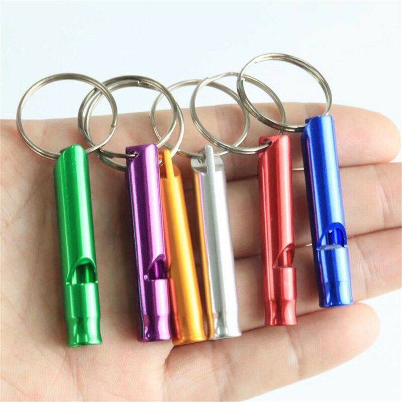 Hiking Keychain Whistle Outdoor Training 45*8mm Aluminum Alloy Distress Helper Pet Survival For Birds For Dogs