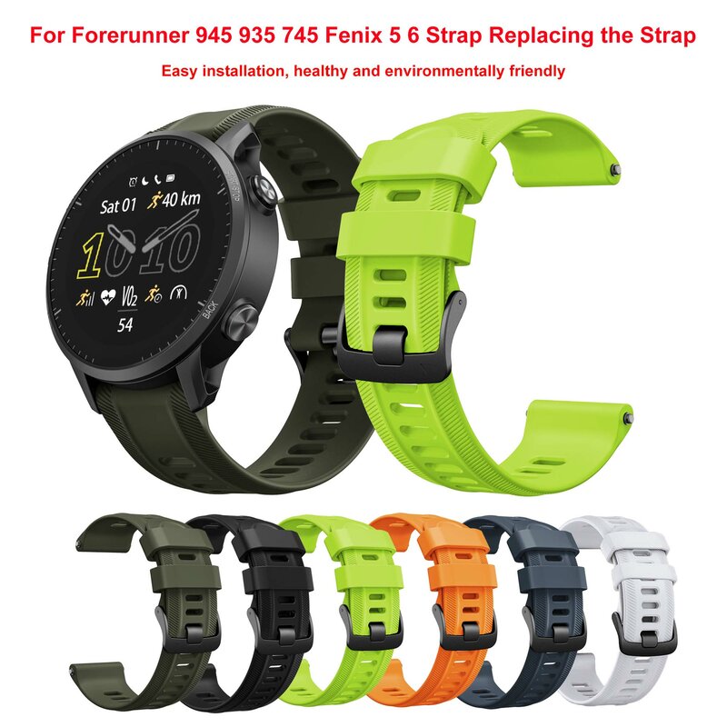 22MM Silicone Strap for Garmin Forerunner 955 Sports Wristband For Forerunner 945 935 745 Fenix 5 6 Strap Replacing the Strap