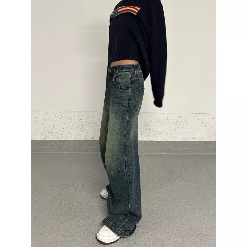Vintage Baggy Jeans breite Frauen Grunge übergroße amerikanische Retro High Taille Jeans hose weibliche Streetwear Cowboy hose