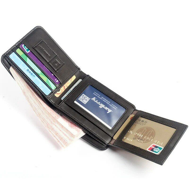 Nuovo portafoglio corto piccoli portafogli solidi porta carte di credito in pelle PU moda semplice stile classico borsa smerigliata di alta qualità maschile