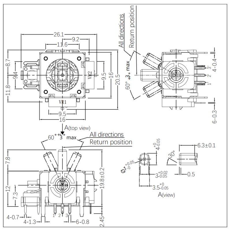 3D-Analog-Stick-Joystick-Achsensensormodul für ps4 für Xbox One-Controller-Potentiometer mit Kappen gurtsc halter 16*16mm