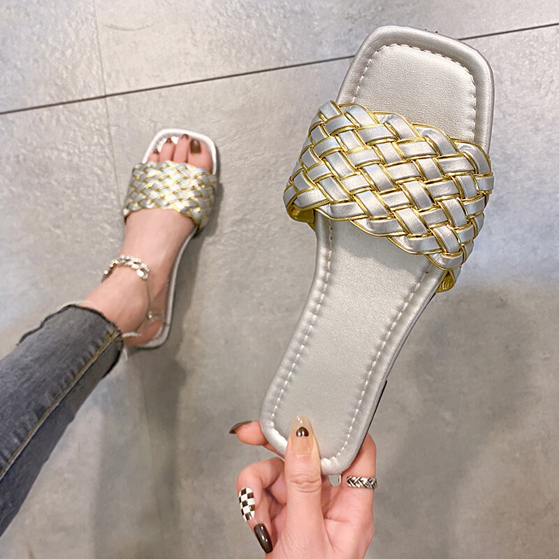 Sandálias de luxo das senhoras sandálias de praia ao ar livre chique tecer designer sapatos dedo do pé aberto sandálias femininas verão novo 2022