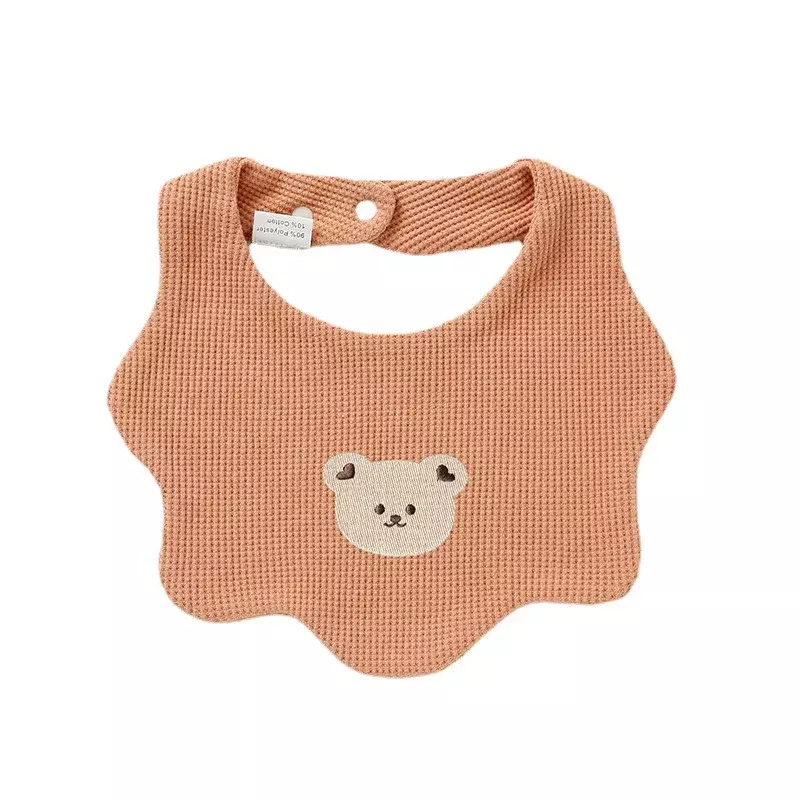 Bavoir en coton doux avec motif de broderie d'ours coloré pour bébé, serviette de salive pour nouveau-né, bavoir d'alimentation pour garçon et fille, lait anti-émétique