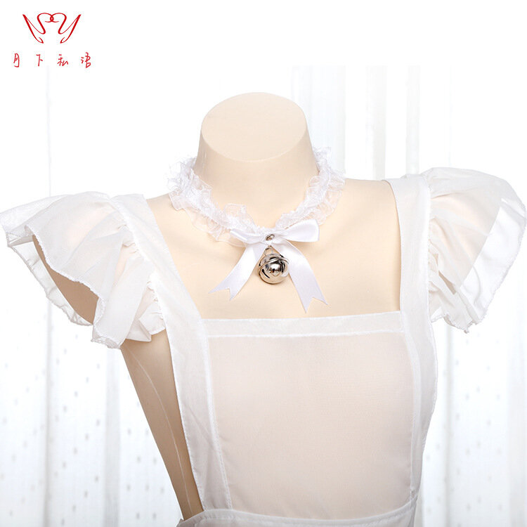 Lace Maid Hollow Out Loving Heart Costume Perspective Dress Women Girls Cosplay Costume Sexy Skirt Show Suit