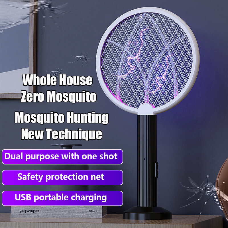 Tapette électrique anti-moustiques 2 en 1, Rechargeable par batterie au Lithium USB, lampe multifonction puissante anti-moustiques pour la maison, 23 nouveauté
