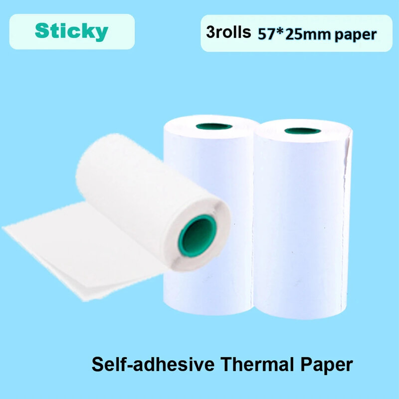 Бумага для мгновенной печати принтера, 57*25 мм, 9 рулонов, термобумага, этикетка, наклейка, рулоны клейкой бумаги для замены мини-принтера