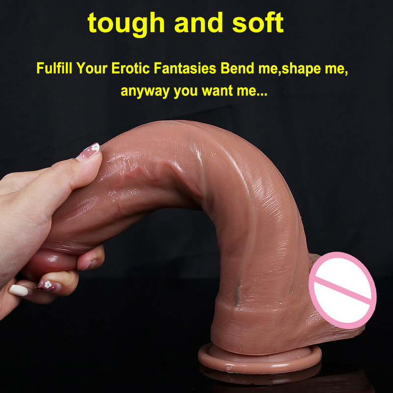 Miękkie Sexy ogromne Dildo skóra uczucie realistyczny Penis zabawki erotyczne dla kobiet duże Dicks Double Layersilicong przyssawka stymulator analny