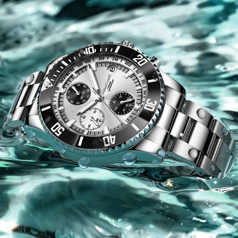ROMITIME Top marka zegarek na rękę pasek ze stali nierdzewnej zegarki męskie luksusowy wodoodporny oryginalny modny zegarek kwarcowy Luminous
