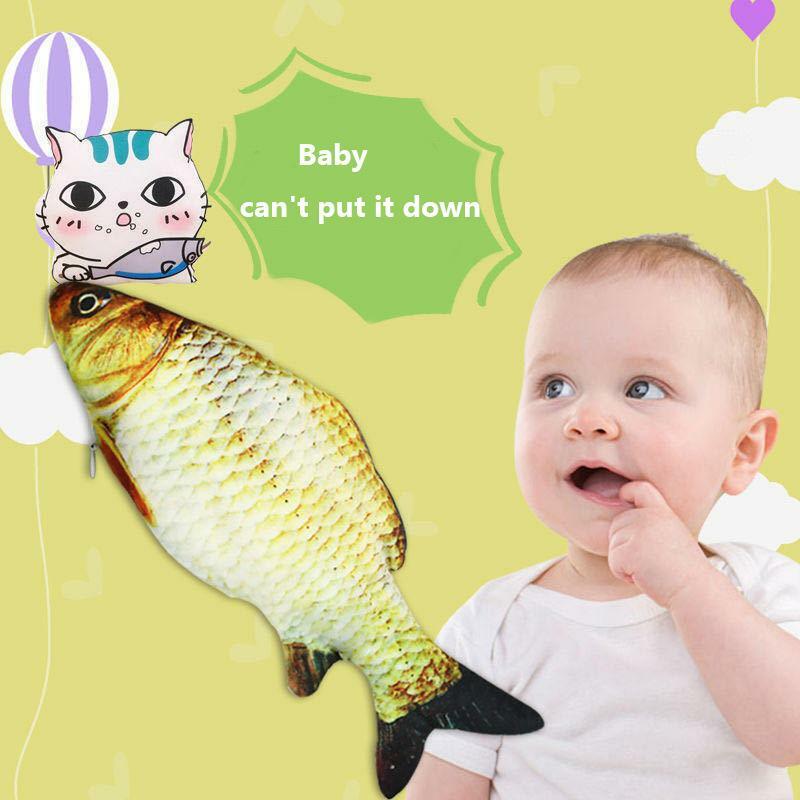 Mainan ikan elektrik untuk tidur simulasi bayi ayunan ikan mainan ikan menari anak kucing Model hewan hadiah interaktif kognitif untuk anak-anak