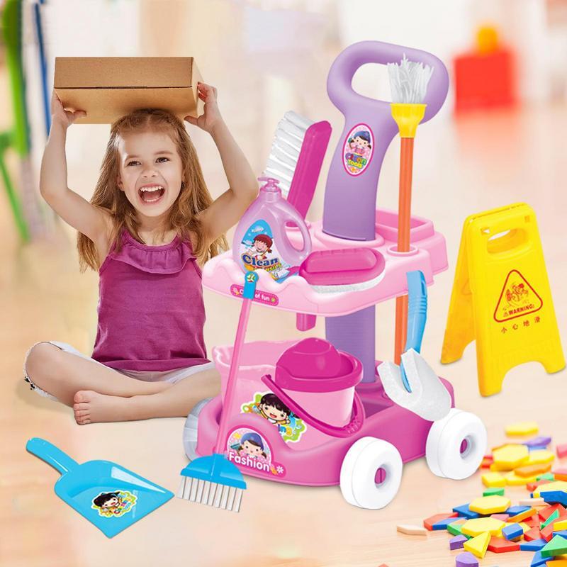 I giocattoli per la pulizia dei bambini impostano la simulazione delle pulizie finta di giocare con i giocattoli che spazzano i giocattoli della scopa gioca a casa giocattoli per bambini regali di natale