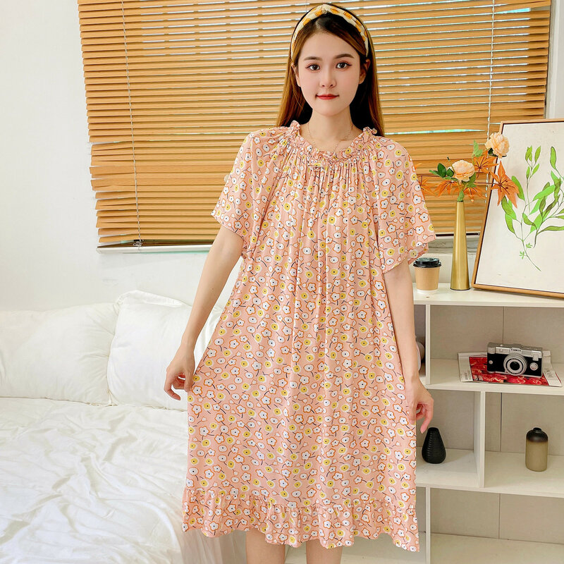 Women's Short Sleeve Sleepwear Summer Nightdress Princess Sleepwear Sweet Japan Fashion Home Wear Boat Neck Pajamas Dress
