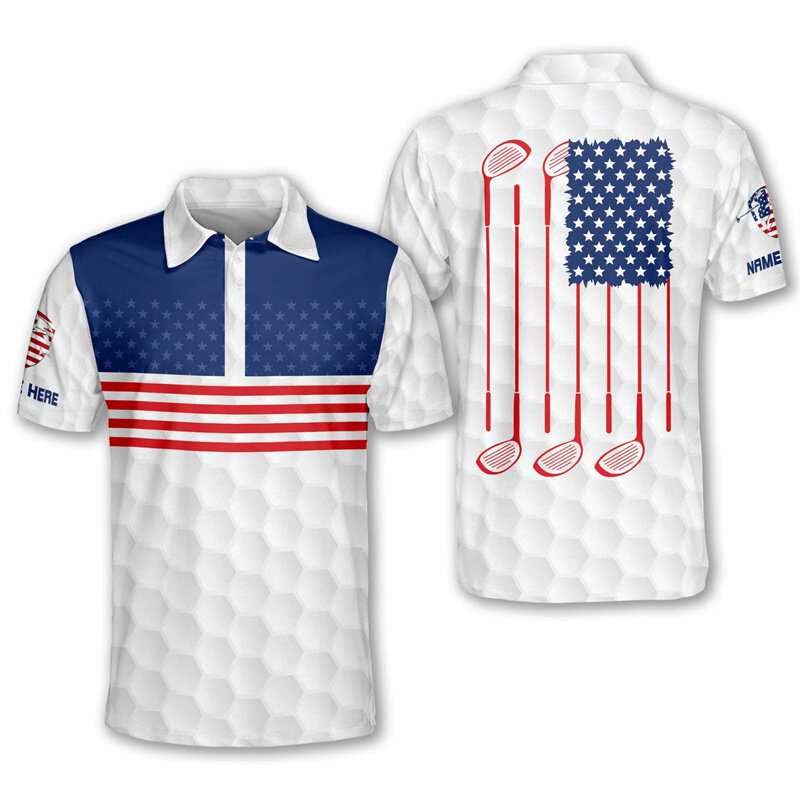 남성용 맞춤형 멋진 골프 폴로 셔츠, 3D 프린트 국기, 편안한 루즈 폴로 탑, 캐주얼 여성 폴로 셔츠, 스트리트웨어