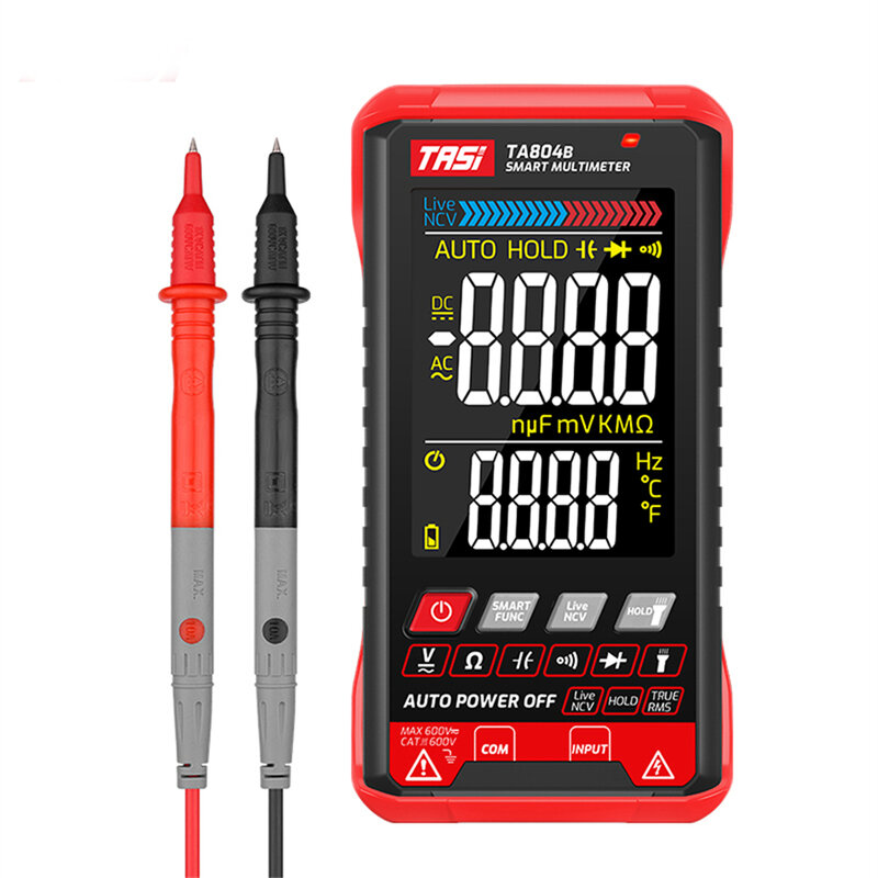 TASI TA804B multimetro digitale Auto Tester multimetri HD schermo a colori ultrasottile intelligente OHM NCV DC/AC misuratore di tensione