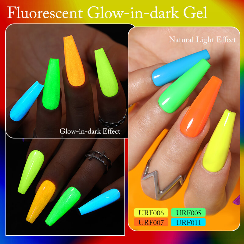 UR SUGAR-esmalte de uñas en Gel fluorescente, esmalte de uñas en color verde que brilla en la oscuridad, neón LED UV, barniz de Gel Soak Off, luminoso, arte de uñas