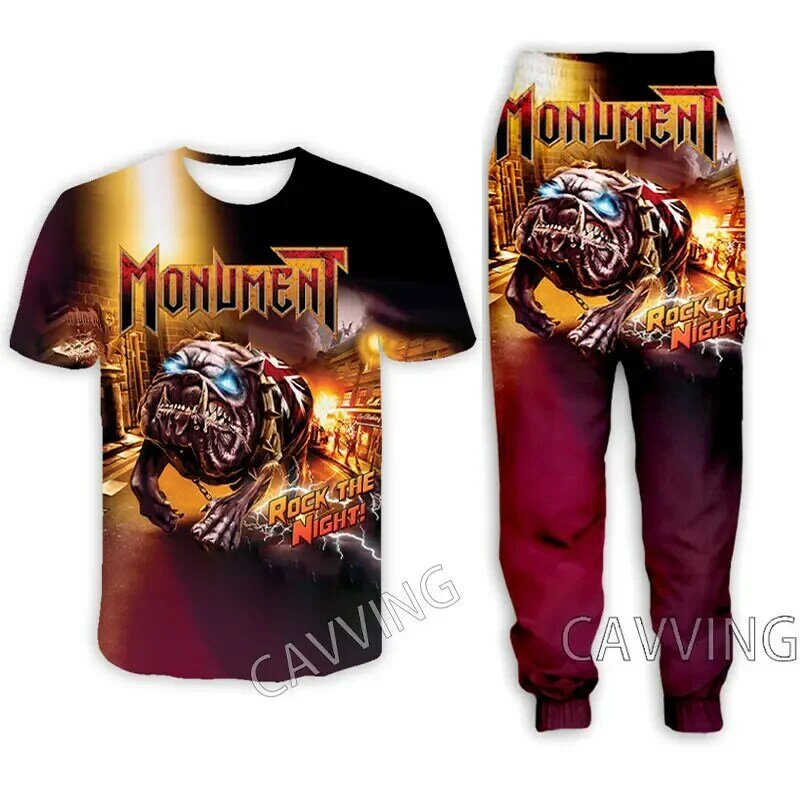 Luźna koszulka z nadrukiem 3D z zespół rockowy pomnika + spodnie spodnie do joggingu spodnie pasują do odzieży damskiej/męskiej zestaw kombinezon