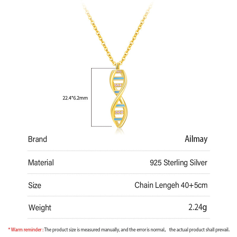 Ailmay 925 Sterling Silver Fashion Dazzling CZ Spiral Design Enamel Pendant Necklace For Women Girls Party Accessories Jewelry