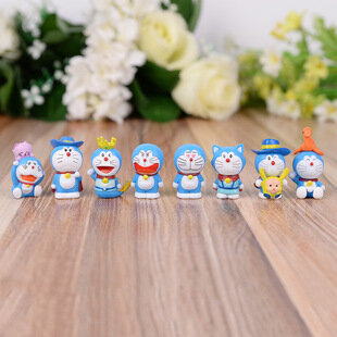 Figures 6 PVC Styles Mini Kawaii Action Anime Doraemon Toys For Kids Xmas Gifts Doraemon Model Garden Landscape Dolls Toy