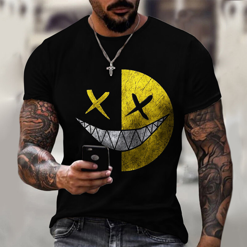 Camisetas de manga corta para hombre, camisas con estampado 3D, patrones novedosos y divertidos, moda urbana, estilo informal, 2021