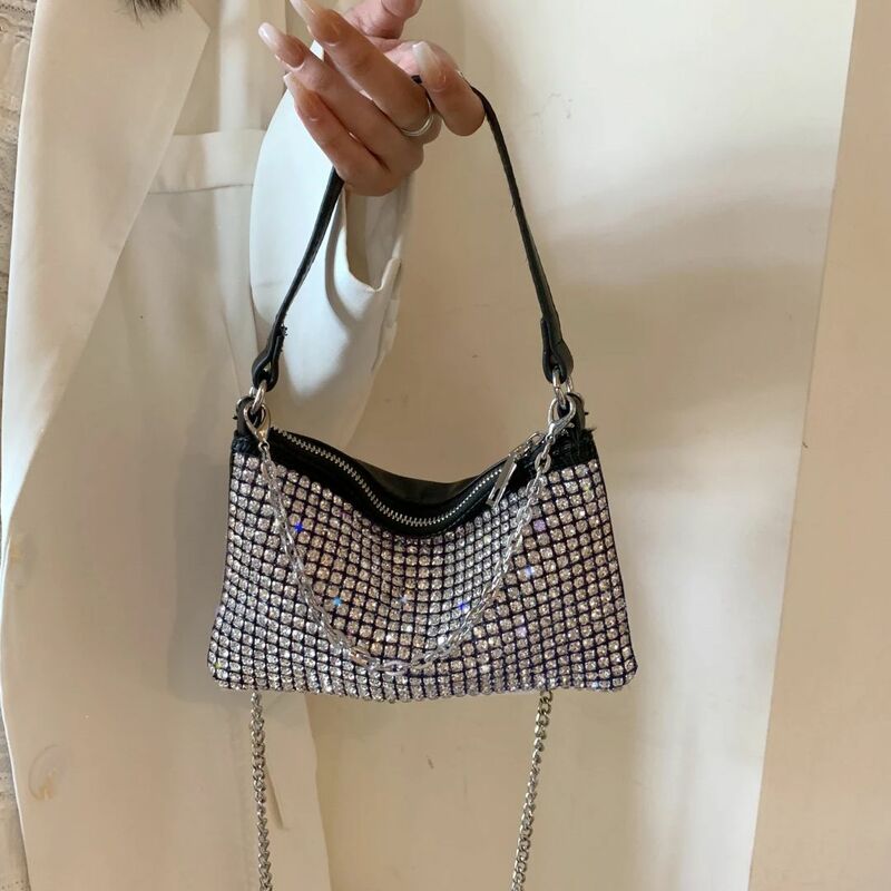 2024 Summer Trend Shiny Diamond Mini Crossbody Bags Bling Purses and Handbag Female Small Shoulder Bag Evening Party Bag