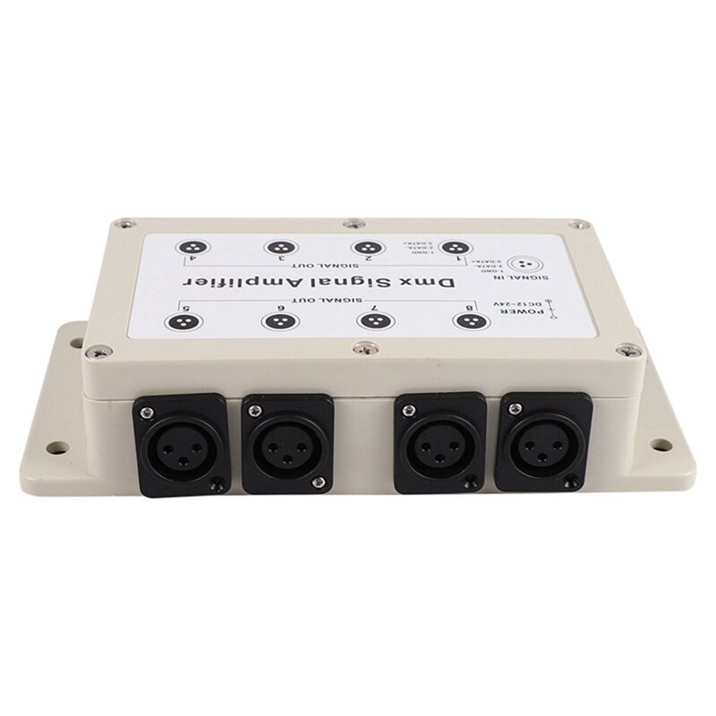 Controlador de amplificador de sinal LED, plástico branco-creme para equipamentos domésticos, saída de 8 canais Dmx, Dmx512, 1 PC, 12-24V