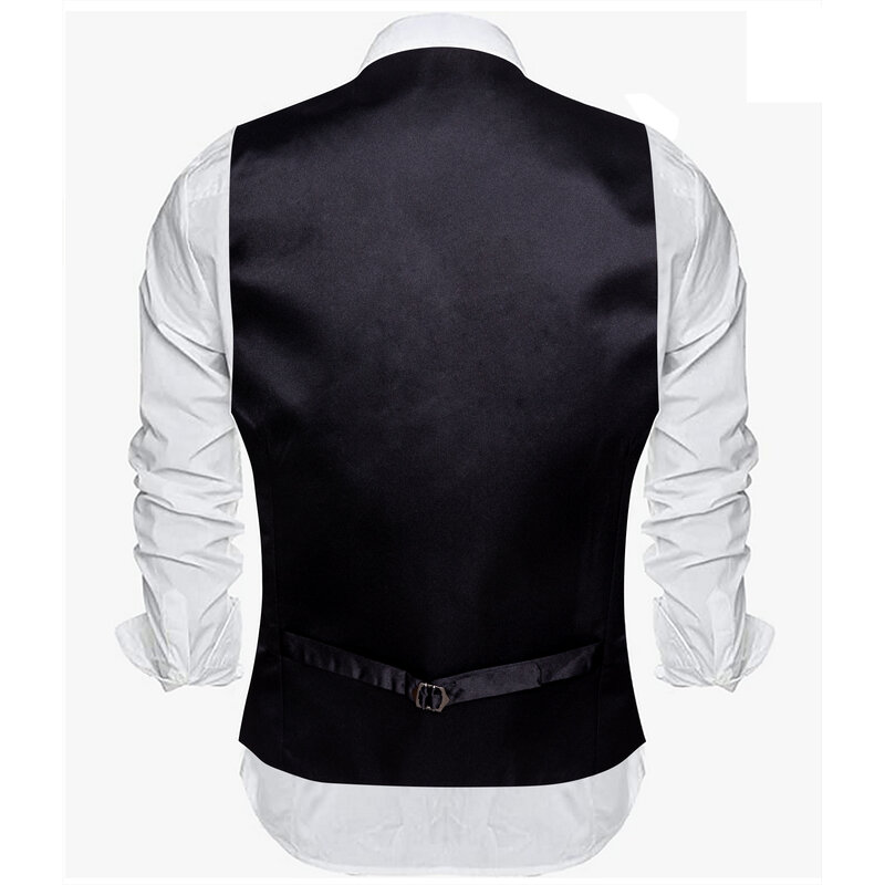 Designer Vest for Men Black Solid Plain V Neck Waistcoat Bowtie Set Formal Party Business Waiter Sleeveless Jacket Barry Wang