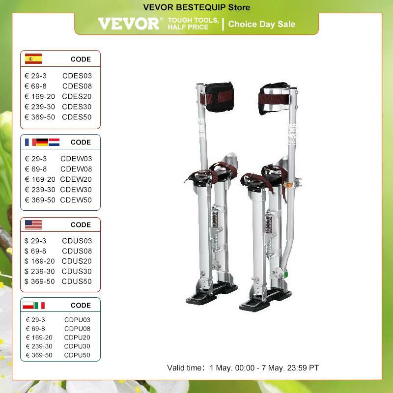 VEVOR Drywall Stilts 18''-30''/36''-50'' Adjustable Aluminum Tool Stilts with Protective Knee Pads Non-Slip Work Stilts for Home