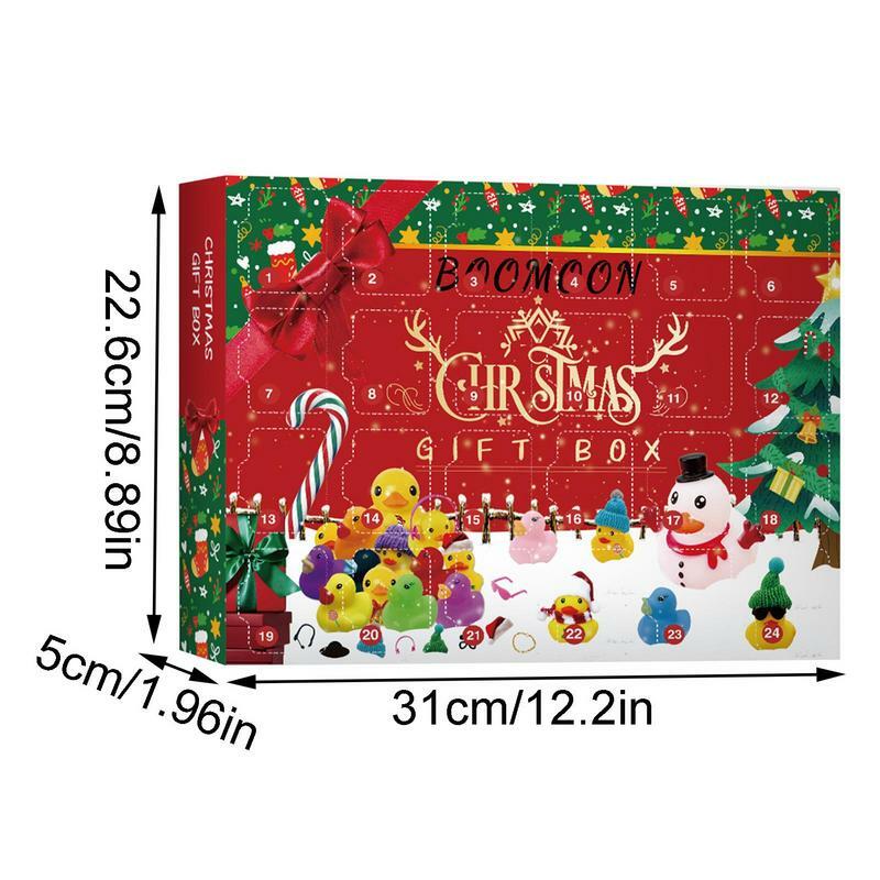 24 hari kalender kedatangan Natal 24 buah Set bebek bak mandi lucu hadiah mainan hitung mundur Natal untuk anak-anak teman keluarga