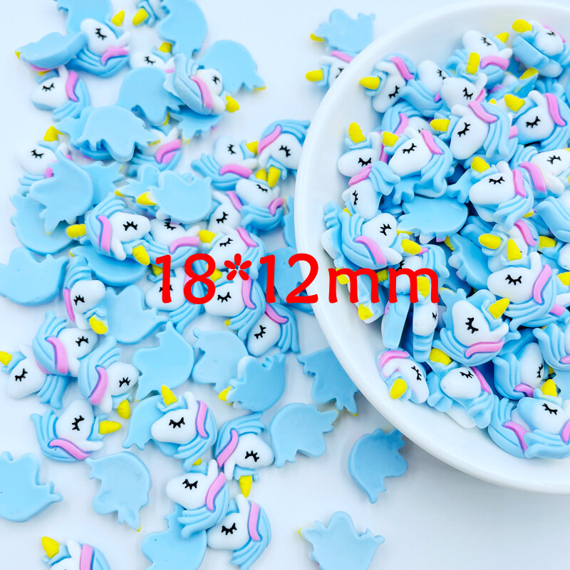Mini cabujones de resina con diseño de unicornio azul, cabujones de dibujos animados para álbum de recortes, joyería artesanal, accesorios de decoración, H18, 20 Uds.