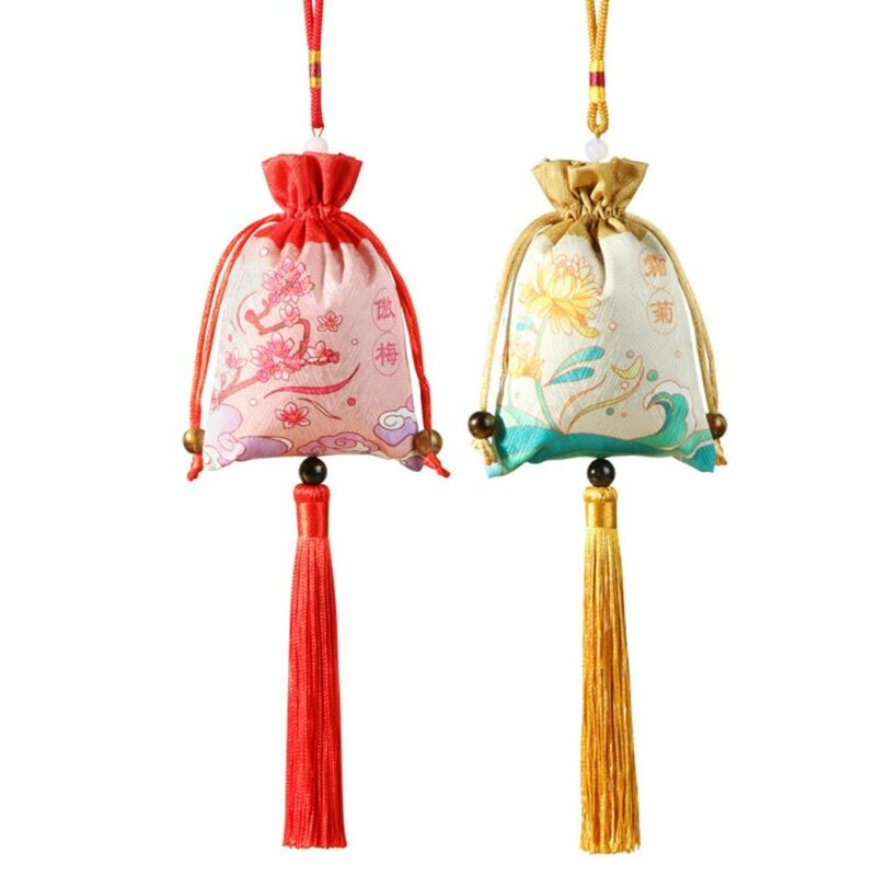 Bustina da donna con stampa floreale borsa piccola da appendere retrò bustina in stile cinese nappa decorazione camera da letto portamonete per bambini