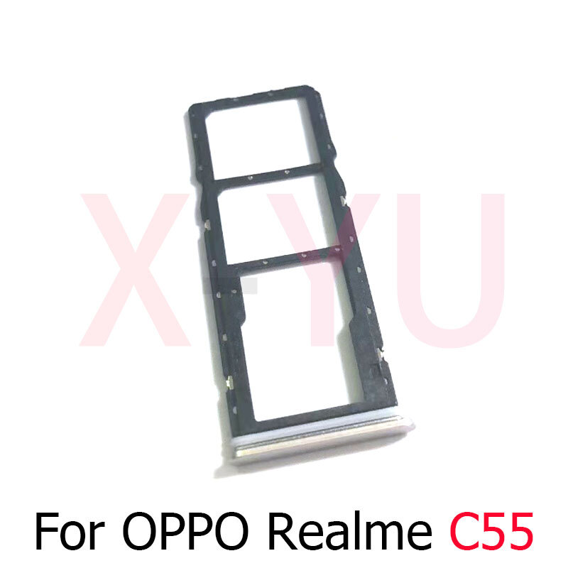 Oppo Realme、トレイリーダーソケット、スロットソケット、Oppo、c3、c30、c31、c33、c35、c30s、c51、c53、c55、10個用のデュアルSIMカードスロットホルダー