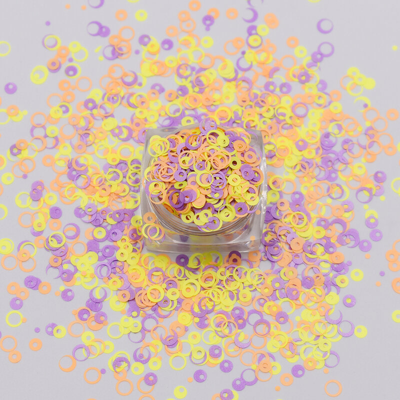 10 g/borsa New Shape Hollow Neon Circle Glitter Mix Colorful Chunky Glitter Shapes per accessori per unghie polvere per unghie cromata