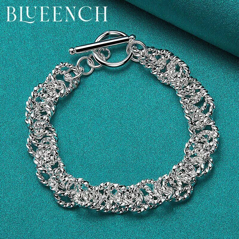Blueench – Bracelet rond tressé en argent Sterling 925 pour femmes, bijoux européens et américains à boucle OT