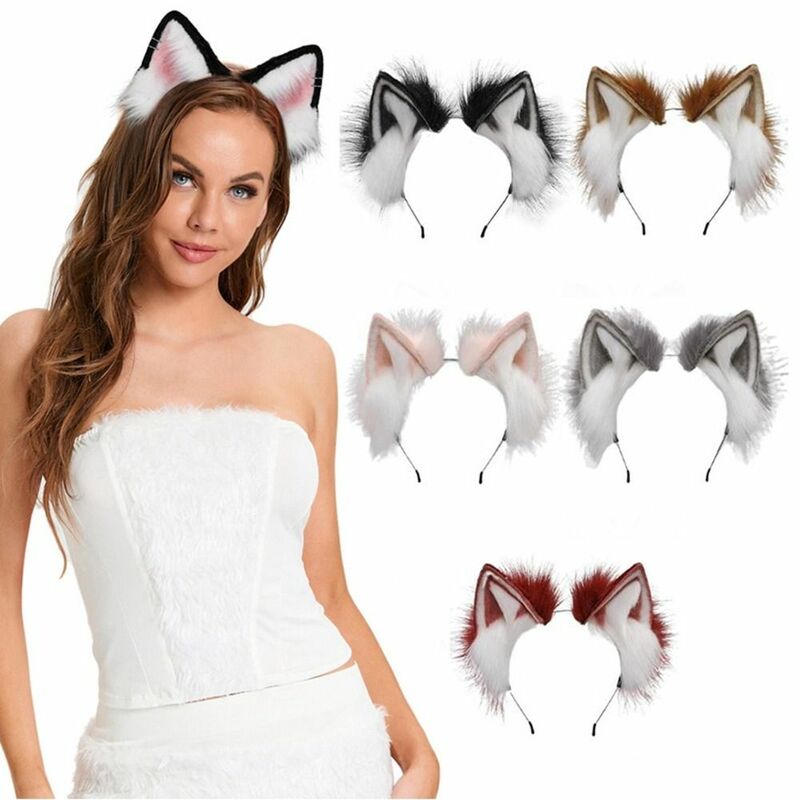Pelúcia gato orelhas Headband para mulheres, faixa de cabelo animal, halloween festa cabelo aros, anime cosplay headwear, adereços extravagantes, enfeite de cabelo, bonito