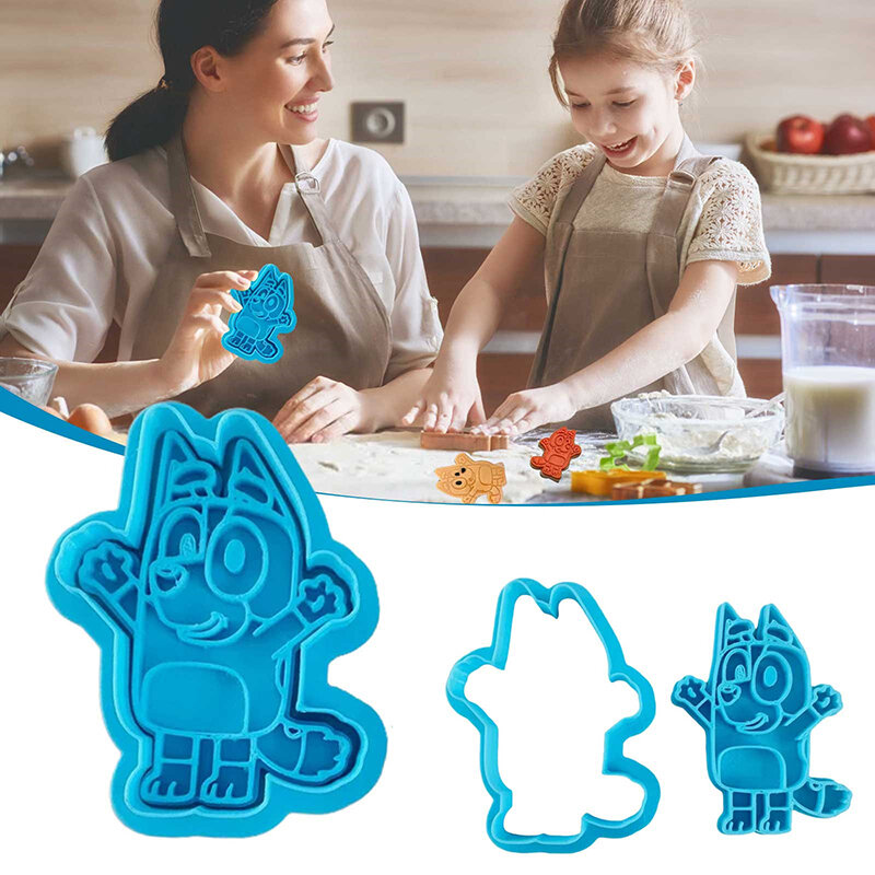 Kreskówka Anime Bluey foremki do ciastek 3D solidna forma plastikowa przyrząd do pieczenia urocza interakcja rodzic-dziecko dla dzieci zabawka prezenty urodzinowe