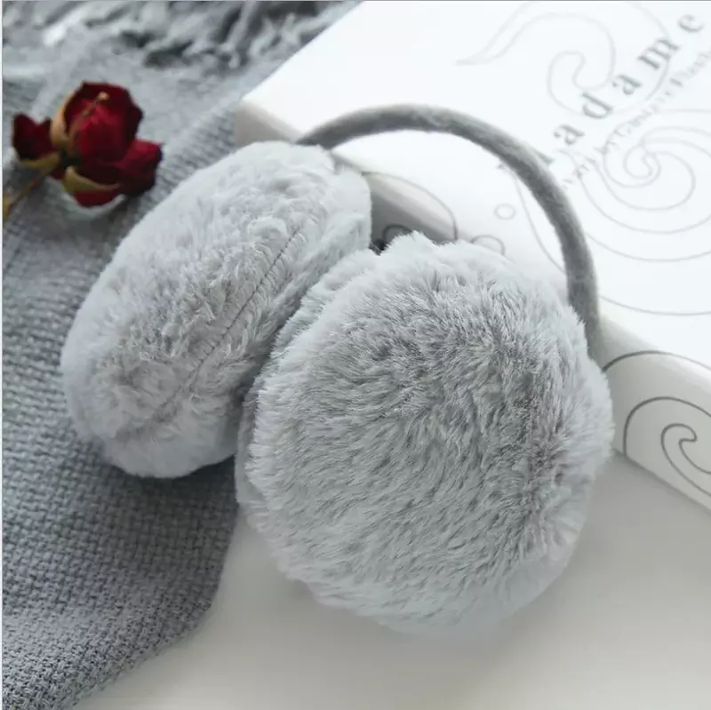 New Ladies Solid Color Fur Ear Warmer Muffs Autumn and Winter Warm and Comfortable Unisex Skiing Fur Headphones Casque Cute