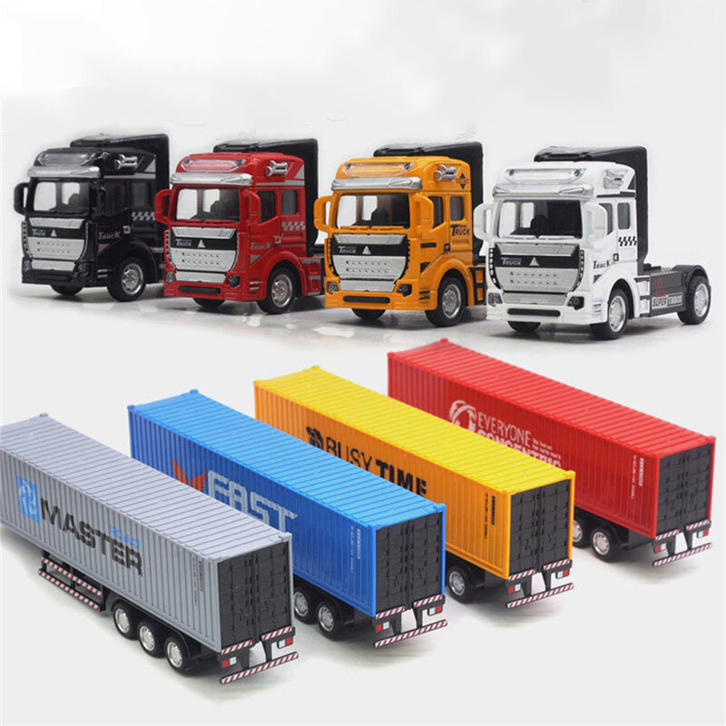 1:48 운송 컨테이너 트럭 모델, 다이캐스트 차량 모델, 풀백 바디 분리 도어, 열 수 있는 어린이 장난감 선물 컬렉션