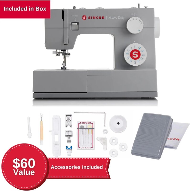 SINGER-máquina de coser resistente 4423, Kit de accesorios incluidos, 97 aplicaciones de puntada, Simple, fácil de usar y excelente