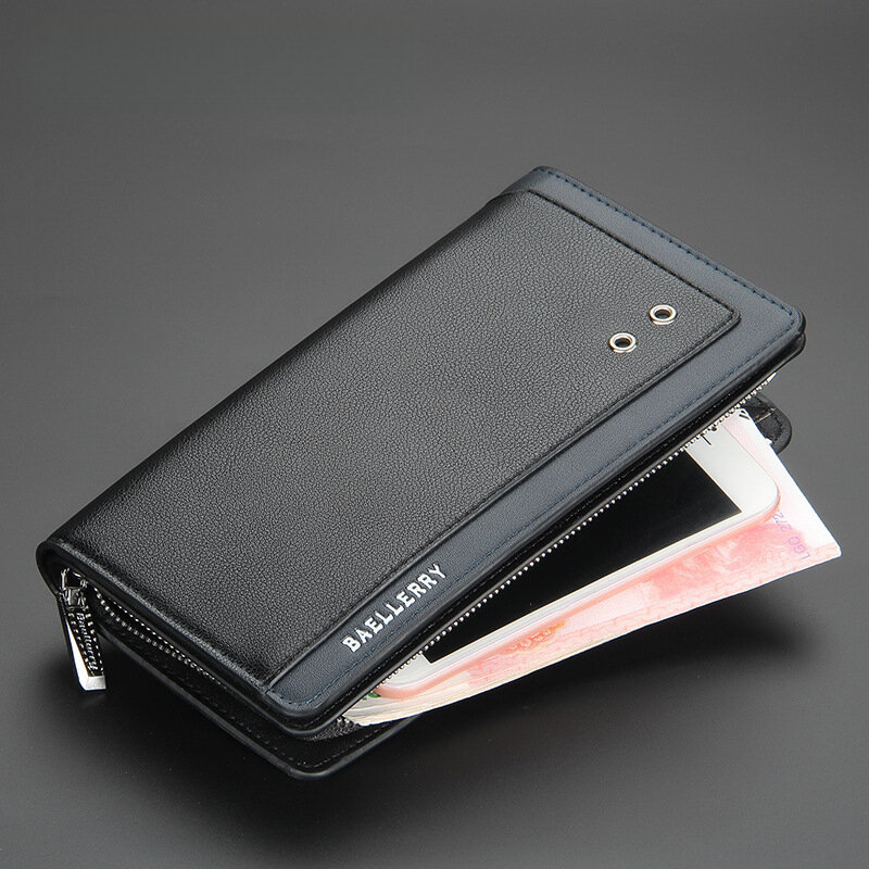 Männer Brieftasche PU-Leder Business-Handtasche Multi-Slot-Karten halter Männer Geldbörse lange Reiß verschluss männliche Clutch-Tasche