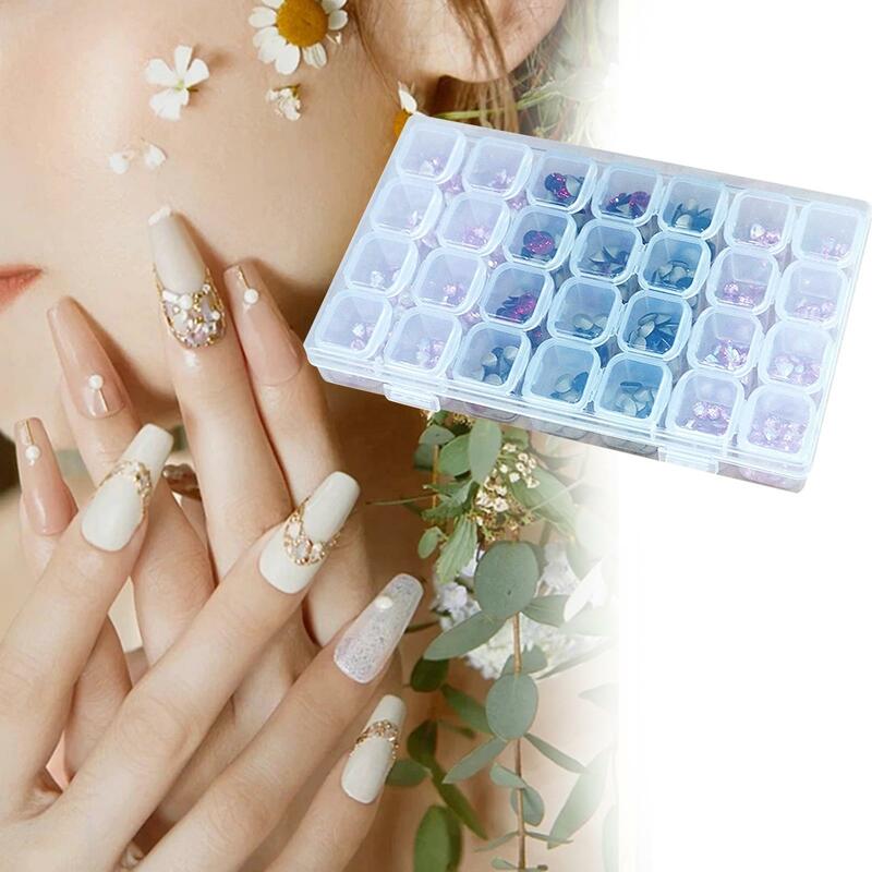 Organizador de diamantes de imitación para decoración de uñas, caja de almacenamiento transparente a prueba de polvo para bordado, accesorios de manualidades, purpurina para uñas