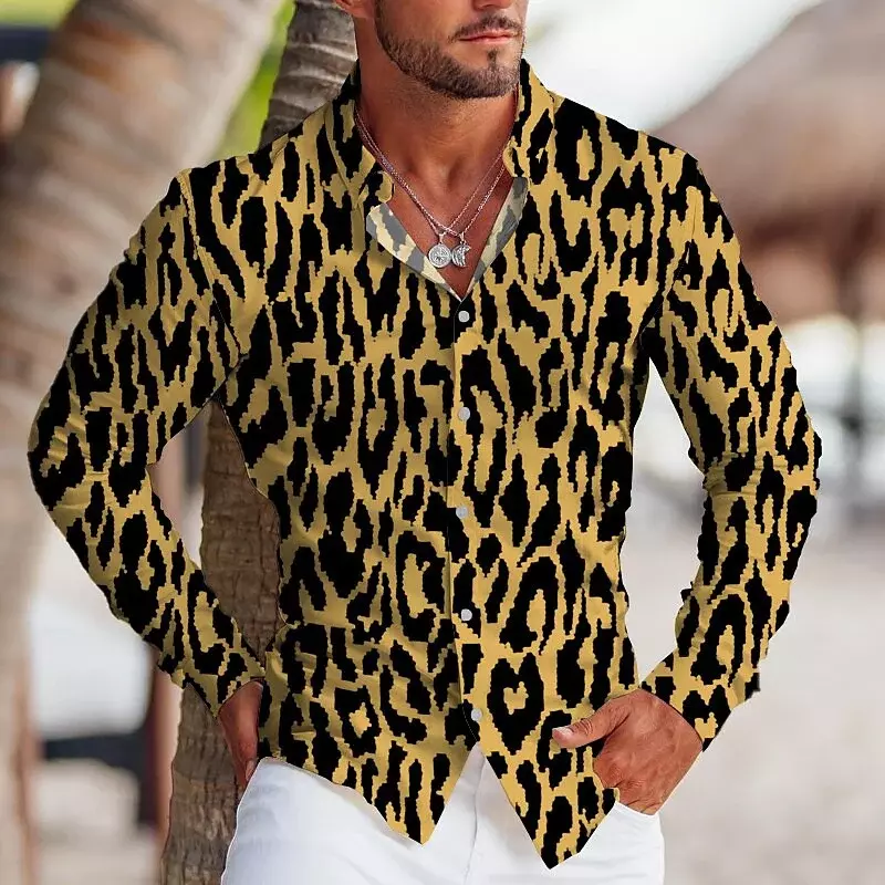 하이 퀄리티 원단 HD 그래픽 남성 레오파드 무늬 상의, 부드럽고 편안한 블레이저 상의, 패션 트렌드, 새로운 여름 셔츠, 2023